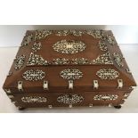 A Vizagapatam and sandalwood ladies workbox with a well fitted interior. 14 h x 31 w x 24cms d.
