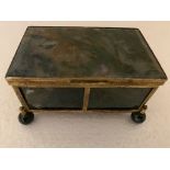 Small Gilt metal and moss agate box (1 panel broken on fault line)