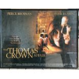 Framed film poster, THE THOMAS CROWN AFFAIR, Pierce Brosnan, Rene Russo, 1999. 75 h x 100cms w.