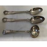 Silver ladle by William Eley and William Fearn, London 1822 together with 2 spoons by Mary
