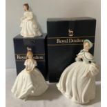 Three Royal Doulton figures, two boxed, Jessica HN3169, Heather HN2956 and Amanda HN3635.