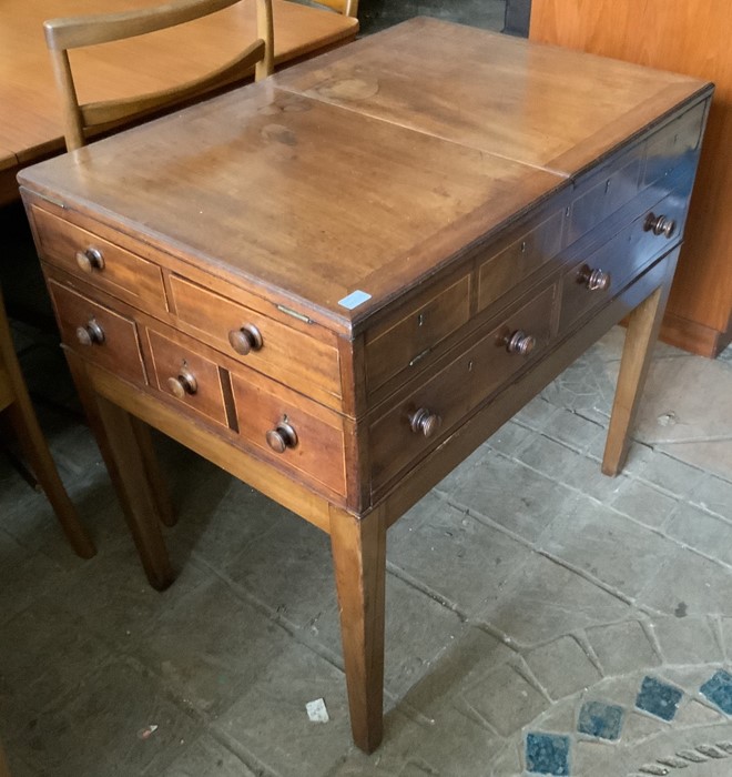 An unusual 19thC mahogany desk/plan chest. 84 w x 80 h x 56cms d. - Image 2 of 3