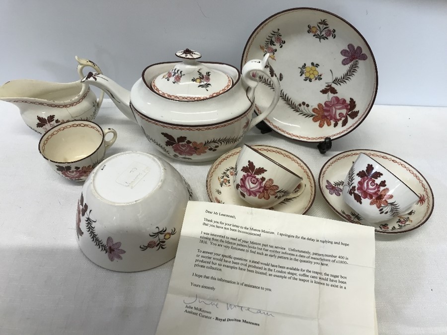An early part Minton tea service, 1800-1816 with a letter of verification from Royal Doulton Museum, - Image 3 of 3