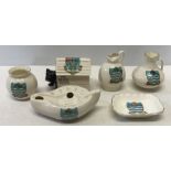 Six pieces of crested china to include four of Beverley by Goss and 1 Beverley unmarked with an