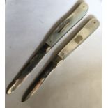 Two silver bladed penknives with mother of pearl handles, Birmingham 1921 and Sheffield 1909.