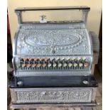 An ornate chromed brass National cash register till, late 19th/ early 20thC registered No. 373210.