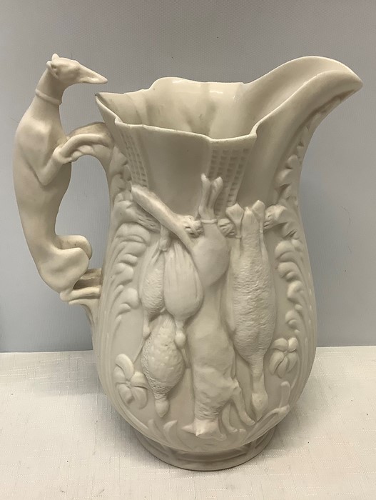 Ceramics to include 19thC relief moulded jug, 25cms h in good condition, opaque stone, china plates, - Image 2 of 7