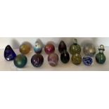 Paperweights to include Mdina glass, Phoenician glass, Midsummer glassmakers x 3, Isle of Wight