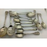 A quantity of mainly Georgian silver spoons, total weight 352.2gms. (13)