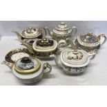 Teapots to include Ridgway, hairline, teapot and stand (restoration to spout), Derby, restoration