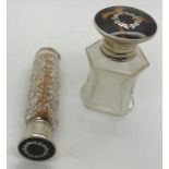 Two silver piqué and tortoiseshell scent/smelling salts bottles, Birmingham 1922 and Birm 1924. Both