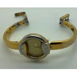 A gold plated ladies wristwatch bought in 1985. Marked Gucci to face. Condition ReportPlate worn