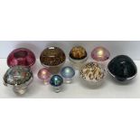 Glass mushrooms including Wedgwood, all in good condition. (10)