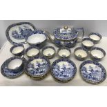 A Masons porcelain part tea service, pattern No. 99 with pseudo seal mark, 5 good condition saucers,