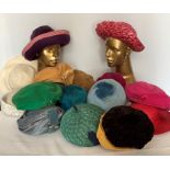 Fifteen various 1960's ladies hats with two hat boxes, including Jacoll x 3, Bermona model London