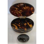 Two tortoiseshell boxes, one with silver mounts, London 1903. 15.5 x 11cms, small one slight a/f