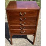 An early 20thC mahogany 5 height music cabinet with brass drop handles.