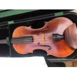 A Good quality violin labelled Mathias Hornsteiner 1770 possibly 19thC with case, owned by an ex-