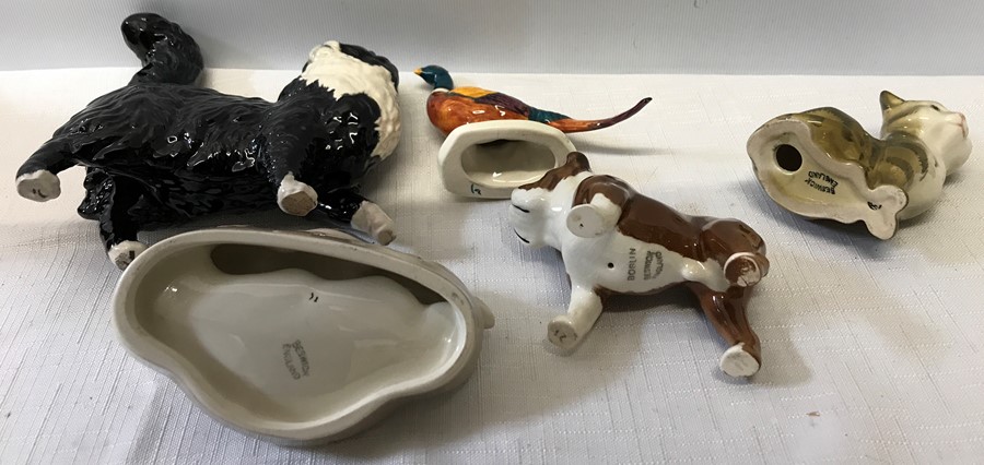 Beswick animals to include 2 cats, bulldog, ducks pintray and a pheasant, unmarked. All good - Image 2 of 2