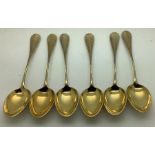 Six French silver gilt spoons, Philippe Berthier. 126.9gms.