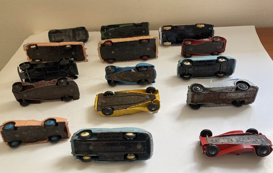 A large collection of playworn Dinky convertible cars to include Jaguar, Armstrong Siddelet, Sunbeam - Image 13 of 17