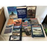 A quantity of aircraft books including the Encyclopedia of World Aircraft, Spitfire, Britains