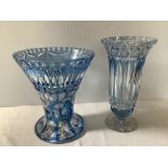 Two good quality blue cut glass vases 22 and 25cms h.Condition ReportGood condition apart from
