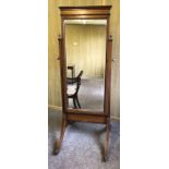 A 19thC mahogany cheval mirror, 177 x 72cms.