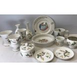 Wedgwood ceramics to include 9 pieces of Wild Strawberry pattern vases etc and Peter Rabbit
