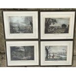 Four framed and glazed shooting prints by HALKEN, wild duck shooting, pheasant shooting, partridge