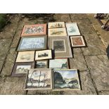 Various framed prints and watercolours including Old Yorkshire trades, Anton Pieck etc. (14)