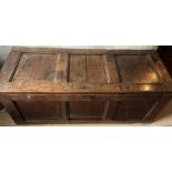 Eighteenth century oak kist, 140 w x 50 d x 55cms h.