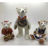 Three Royal Crown Derby teddy paperweights to include Scottish Teddy, Fraser, Schoolgirl Teddy all