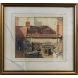 Framed watercolour painting, Brodie Clark circa 1900. A Sunny Corner. 29 x 33cms