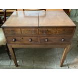 An unusual 19thC mahogany desk/plan chest. 84 w x 80 h x 56cms d.