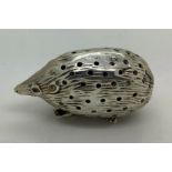 Edwardian silver novelty pin cushion modelled as a hedgehog makers mark rubbed, possibly Sampson