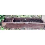 A vintage brown glazed trough. 182 l x 44 d x 35cms h.