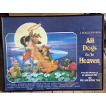 Framed film poster, Animation, ALL DOGS GO TO HEAVEN. A Don Bluth film. 75 h x 100cms w. Condition
