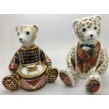 Two Royal Crown Derby Teddy paperweights, 1 gold stopper, 1 silver stopper both in good condition,
