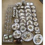 Royal Worcester Pallissy game series dinner and teaware, 49 pieces with pheasant printed drinking