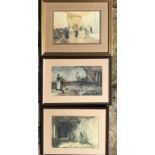 Three framed and glazed William Russell Flint prints, gilt framed print 23 x 34cms.