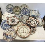 Sixteen mainly Masons Ironstone plates, dishes and bowls, all slight a/f (16)