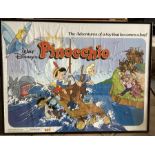 Framed film poster, PINOCCHIO, Walt Disney. 75 h x 101cms w. Condition ReportCreasing and foxed