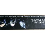 Large vinyl banner advertising print, BATMAN RETURNS, Warner Bros, DC Comics 1992. 306 w x 90cms h.