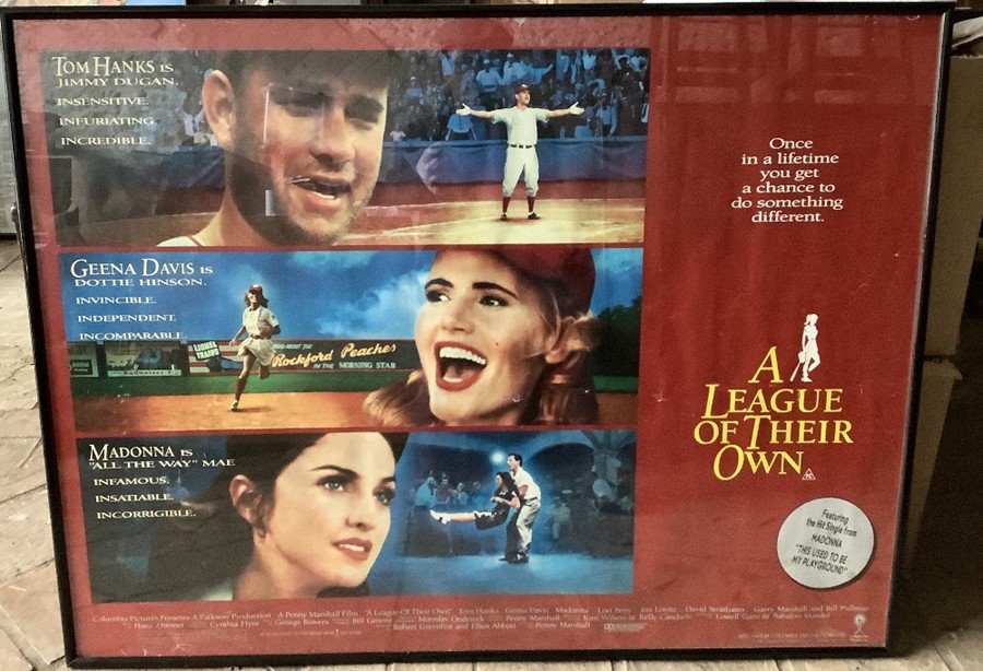 Large framed film poster, A LEAGUE OF THEIR OWN, Columbia Tristar 1992. 77 h x 100cms w. Condition