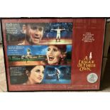 Large framed film poster, A LEAGUE OF THEIR OWN, Columbia Tristar 1992. 77 h x 100cms w. Condition