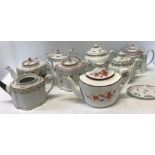 Eight 18th/19thC teapots and 1 stand including a number of Newhall examples and factory Z. Condition