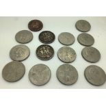 British coinage including 1797 Cartwheel penny, four 1965 Churchill Crowns, three five shillings