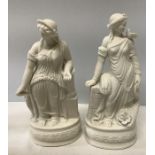 Two Parian figures of females. 26cms h. Condition ReportTop of dagger missing.