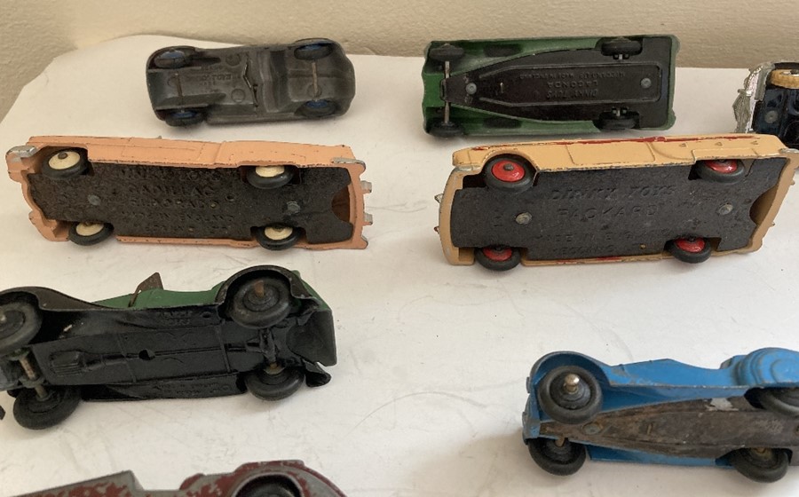 A large collection of playworn Dinky convertible cars to include Jaguar, Armstrong Siddelet, Sunbeam - Image 14 of 17